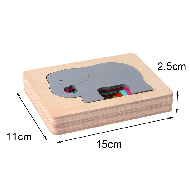 Candywood Children's Animal 3D Puzzles Wooden Toys Size Color Gradient Multi-layer Puzzle Kids Educational Toys