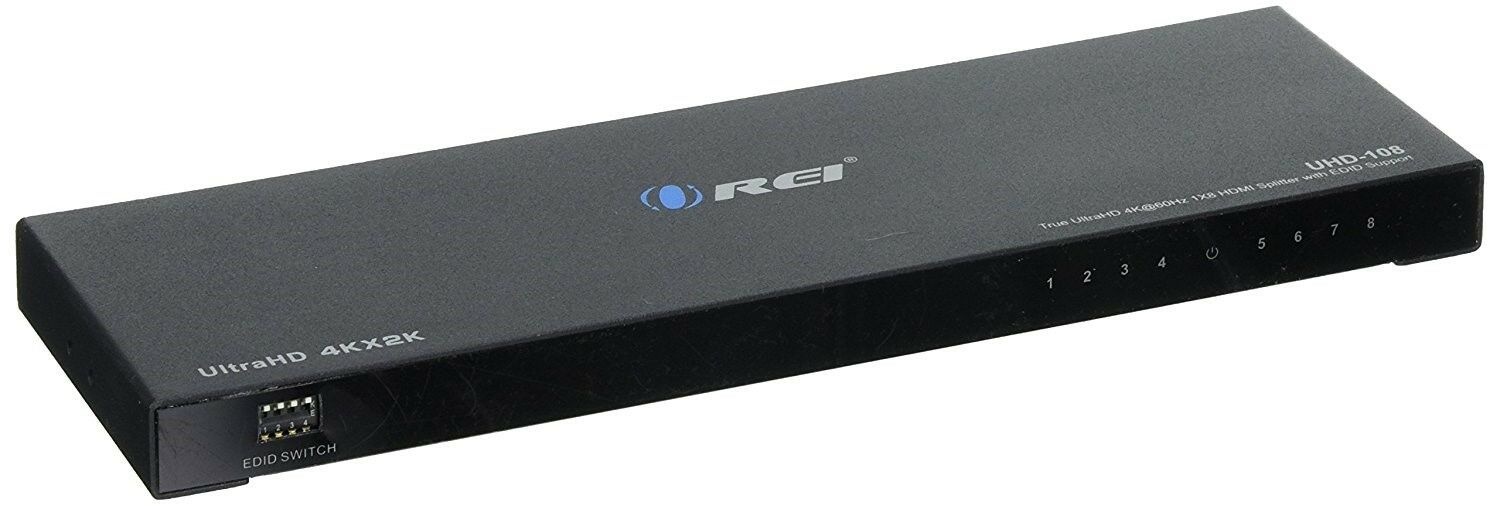 Orei 1x8 2.0 HDMI Splitter 8 Ports with Full Ultra HDCP 2.2, 4K at 60Hz & 3D Supports EDID Control - UHD-108