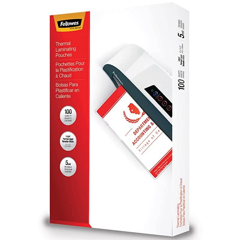 Laminating Pouches, Thermal, Legal Size, 5 Mil, 100 Pack (52045),CLEAR