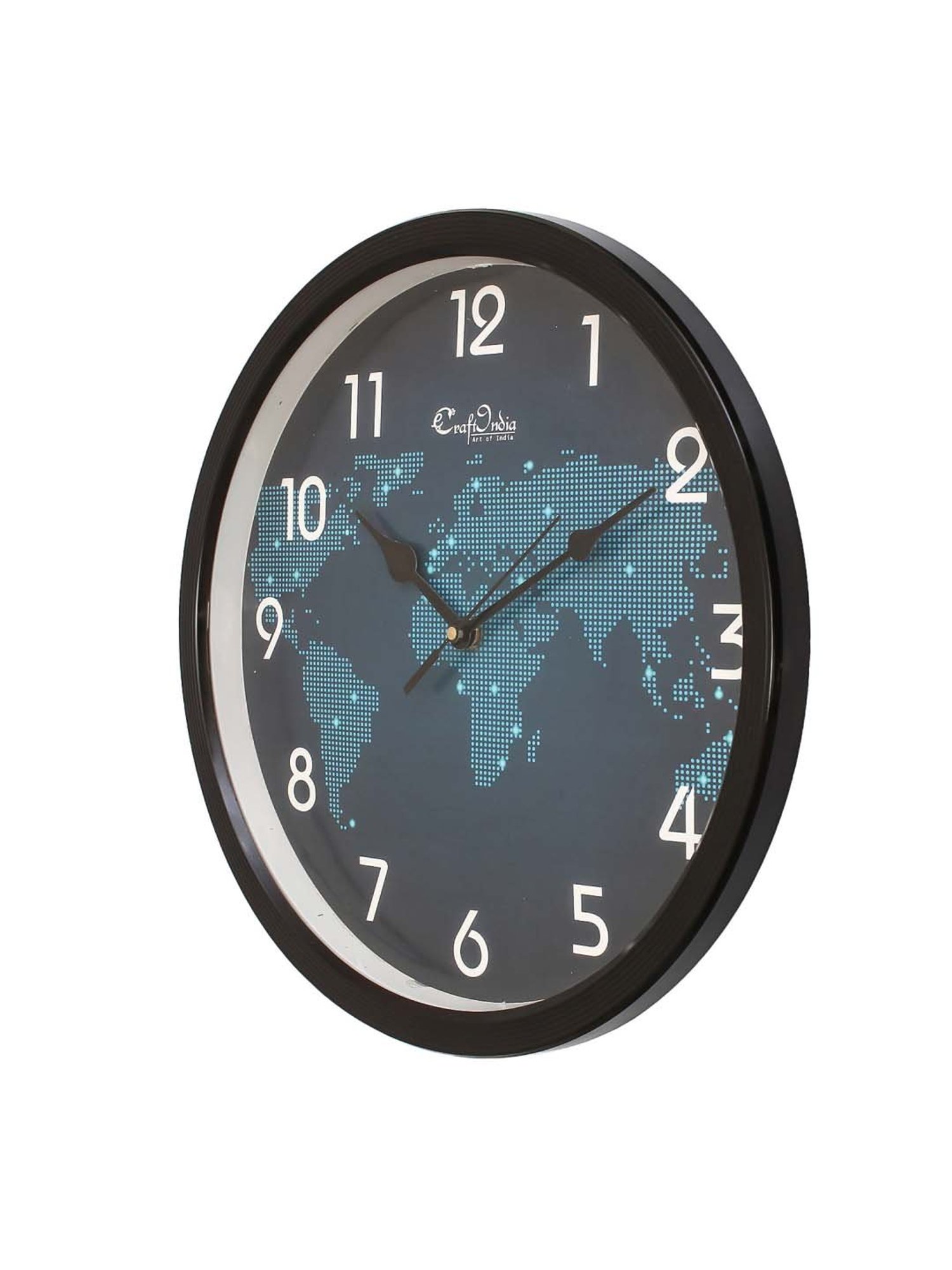 eCraftIndia Designer Round Analog Black Wall Clock