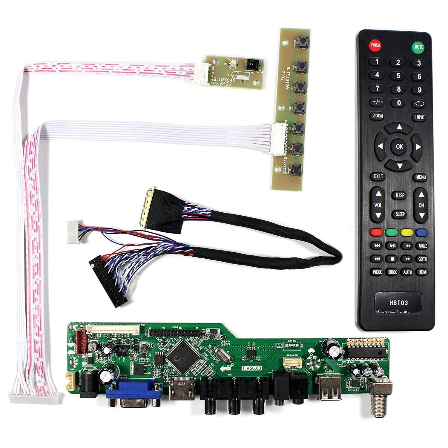 VSDISPLAY HD-MI VGA CVBS USB RF Audio LCD Controller Board Work for 14" 15.6' 17.3" 1600x900 B173RW01 N173FGE-L21 LP156WD1 LP140WD2 B140RW02 LTN156KT02 B156RW01 LP173WD1 40 Pin LVDS LCD Monitor