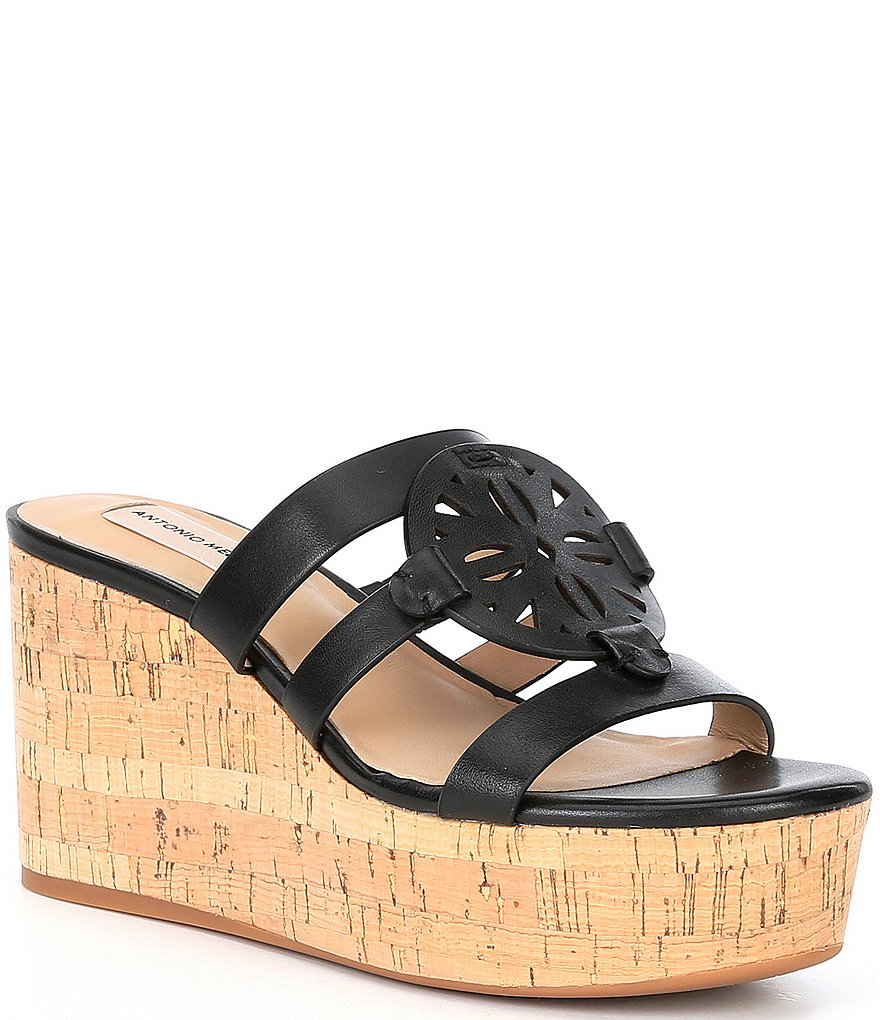 Antonio Melani Quinnlynn Leather Wedge Sandals