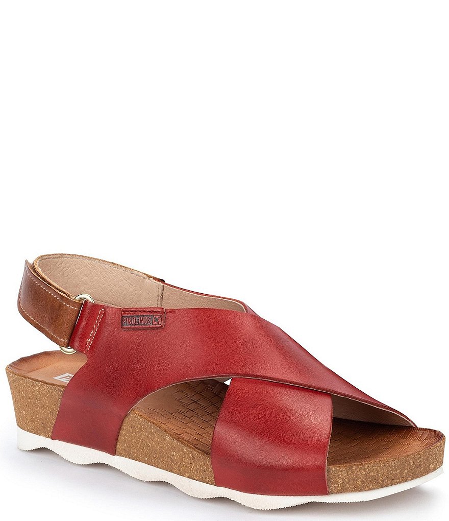Pikolinos Mahon W9E Leather Crossband Wedge Sandals