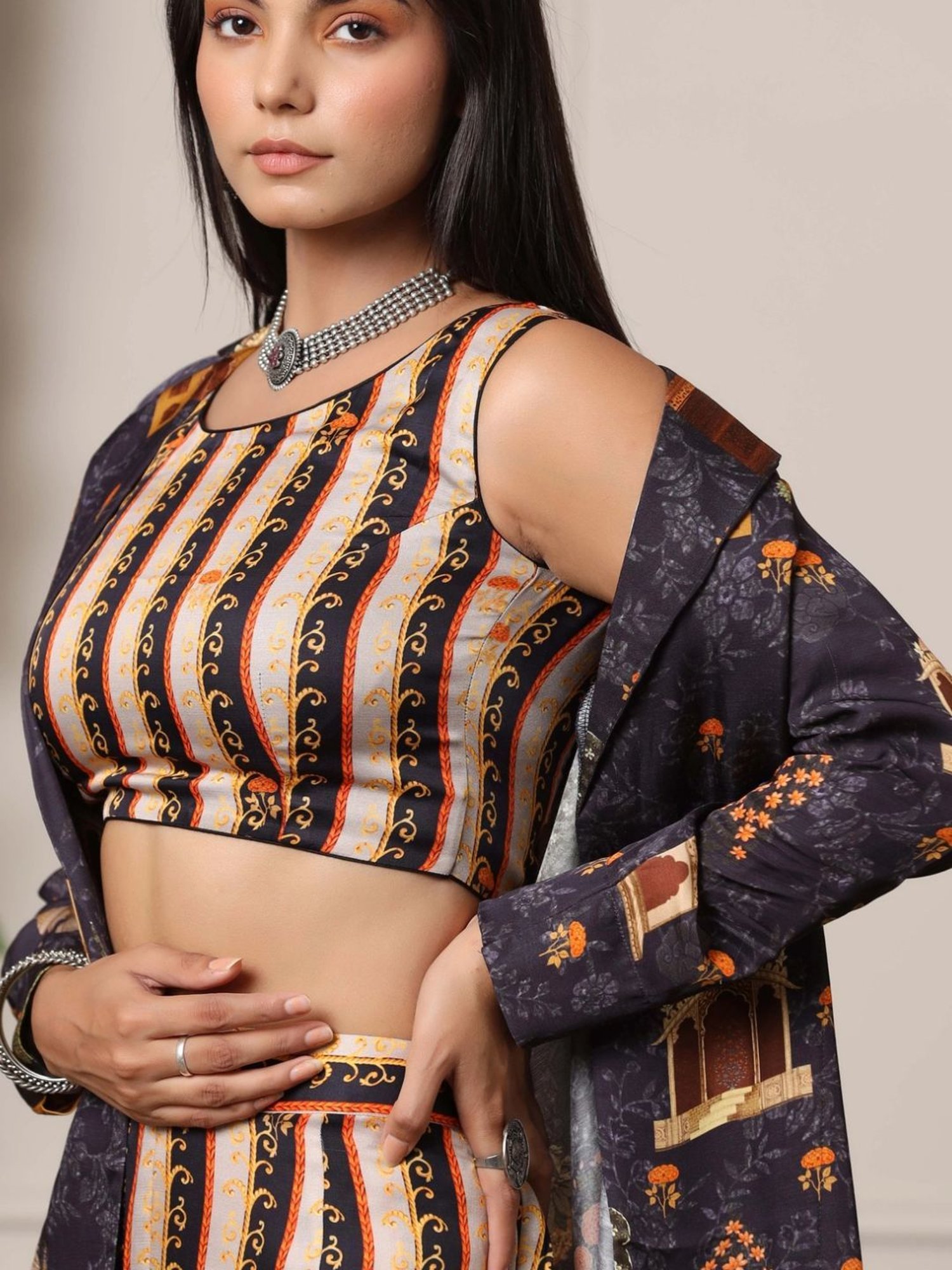 Melon by PlusS Blue Printed Shirt Pant Set