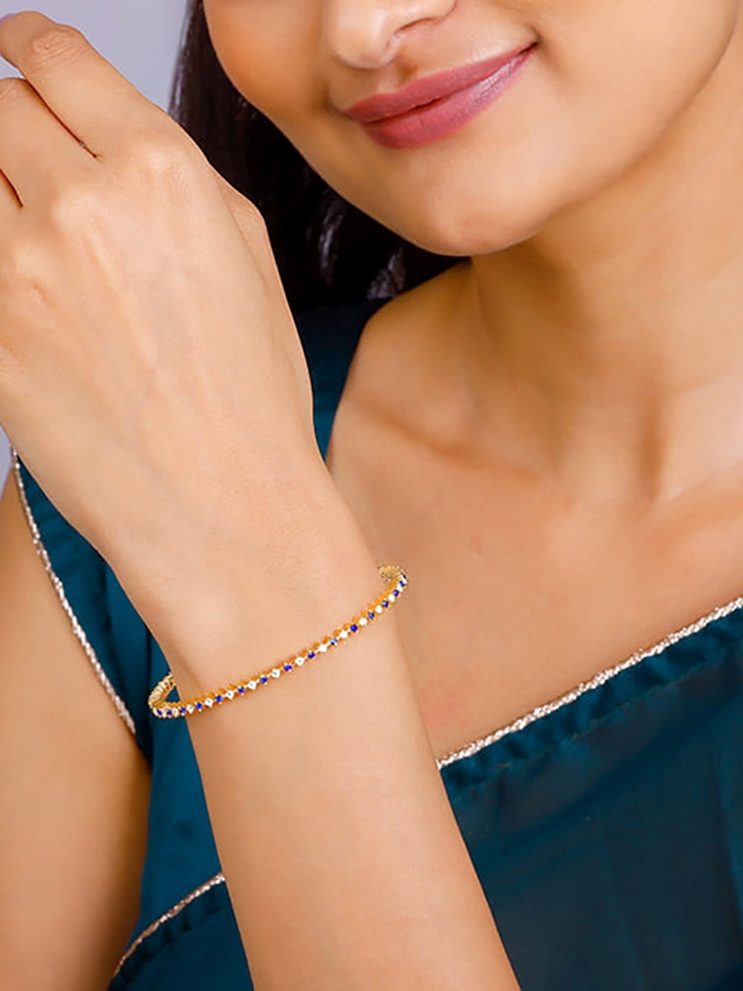 GIVA 92.5 Sterling Silver Golden Starry Night Celebration Bangle