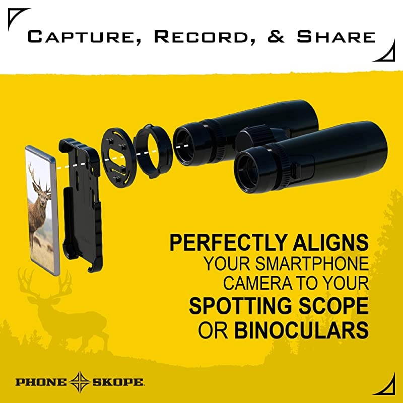 Complete Digiscoping Kit Compatible with iPhones OR Samsung Includes PhoneCase + Eyepiece Adapter + Lens Cloth