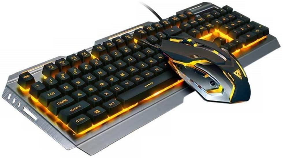 RGB Gaming Keyboard Mouse Combo Wired,Color Changing LED Backlit Computer Gaming Keyboad,Lighted PC Gaming Mouse,USB Keyboard Clicky Keys,Durable Metal Structure,for Xbox One PS4 Games Gamer Working
