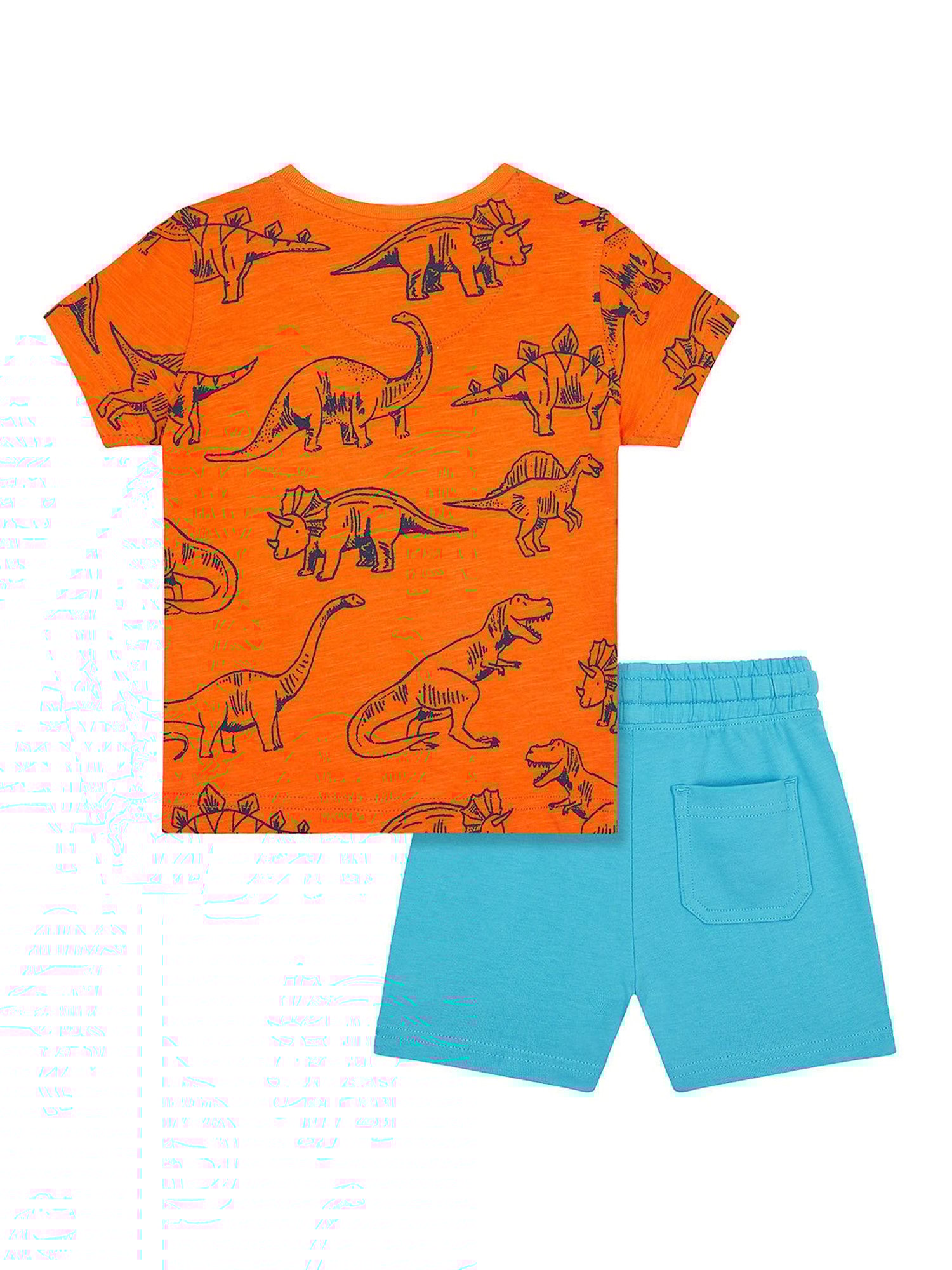 Mothercare Kids Orange & Blue Printed T-Shirt with Shorts