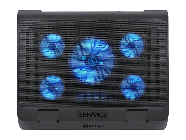 ENHANCE GX-C1 Laptop Cooling Stand (15.75" x 12.75") with 5 LED Fans & Dual USB Ports for Data Pass Through
