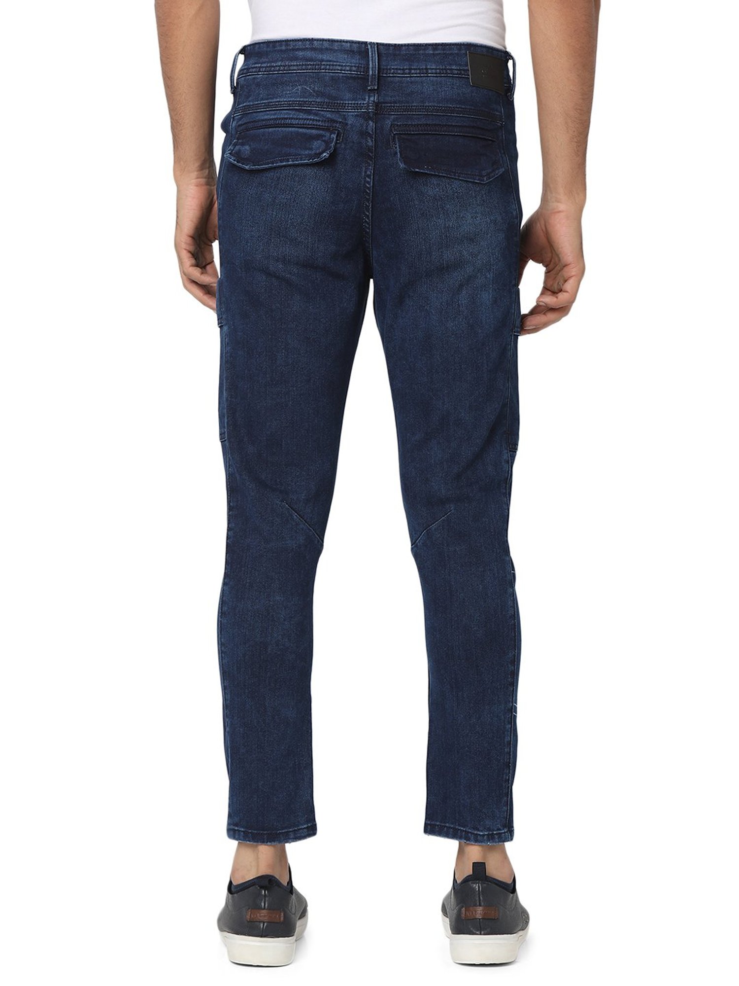 Mufti Dark Blue Carrot Fit Lightly Washed Jeans