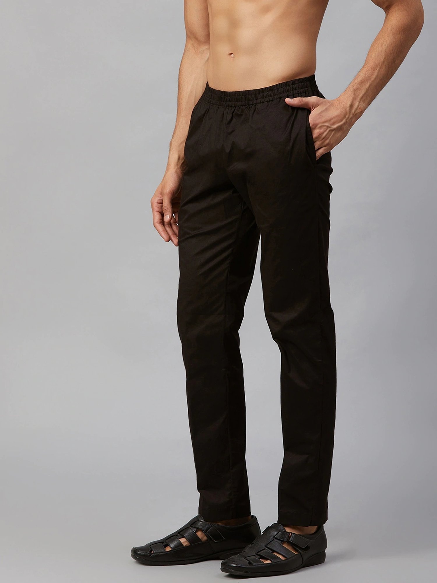 See Designs Black Cotton Regular Fit Pyjamas