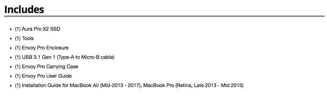 OWC 2.0TB Aura Pro X2 Complete SSD Upgrade Solution with Tools & OWC Envoy Pro Enclosure for MacBook Air (Mid 2013-2017) and MacBook Pro (Retina, Late 2013 - Mid 2015), (OWCS3DAPT4MB20K)
