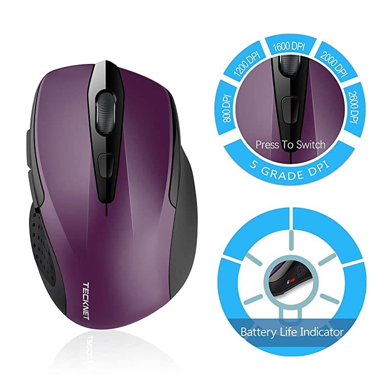 2600DPI Bluetooth Wireless Mouse 12 Months Battery Life with Battery Indicator 2600200016001200800DPI