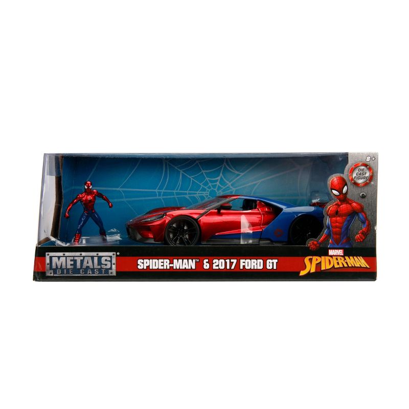 Jada Toys Marvel Spider-Man 2017 Ford GT Die-Cast Vehicle with Spider-Man Die-Cast Figure 1:24 Scale Candy Red