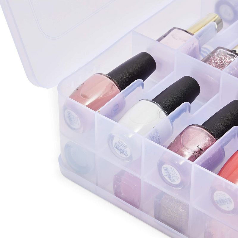 Glamlily Clear Nail Polish Organizer Case, Storage Holder for 30 Bottles and Tools (11.8 x 11.2 x 3.15 In)