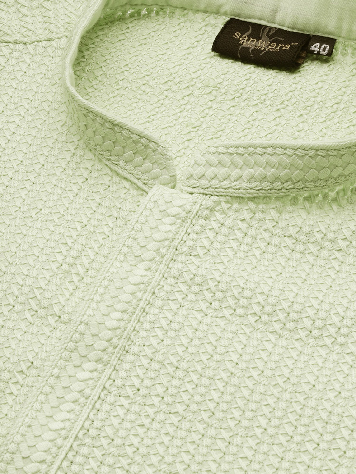 Sanwara Light Green & White Regular Fit Chikankari Kurta & Churidar Set