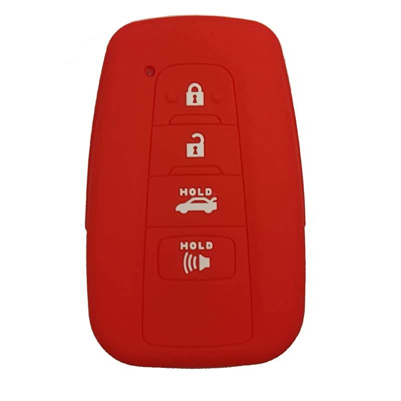 Rubber 4 Buttons Smart Key Fob Cover Case Shell Keyless Jacket Wallet Holder for 2018 Toyota Camry CHR Prius HYQ14FBC Red