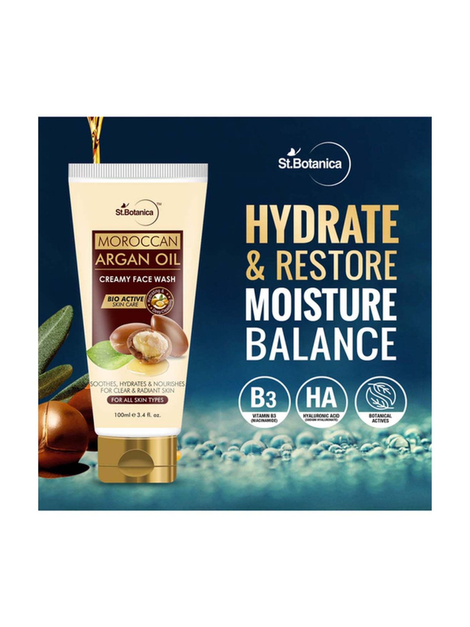 St.Botanica Moroccan Argan Oil Creamy Face Wash - 100 ml