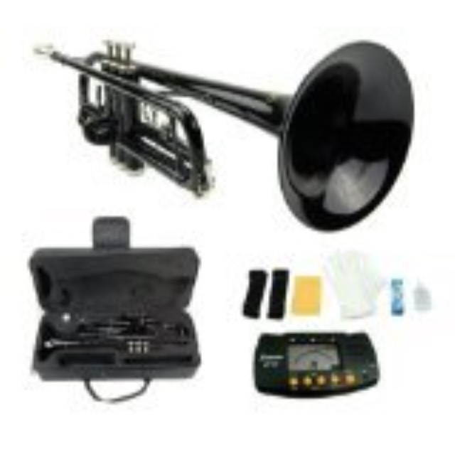 merano 661881 b flat black/silver trumpet with case+mouth piece+valve oil+metro tuner
