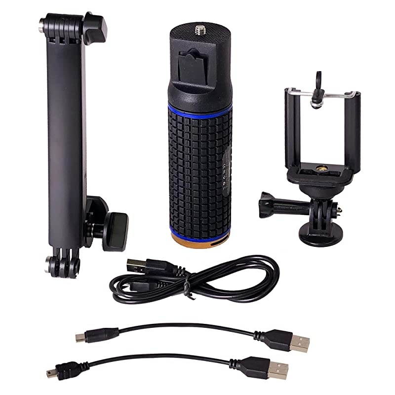 PG-6X Rechargeable Battery Hand Grip with Folding Extension Bracket for GoPro Hero Action Cameras, Camcorders and Smart Phones. 5X Extended Run. Works with GoPro Max and Hero 8, 7, 6, 5 etc.