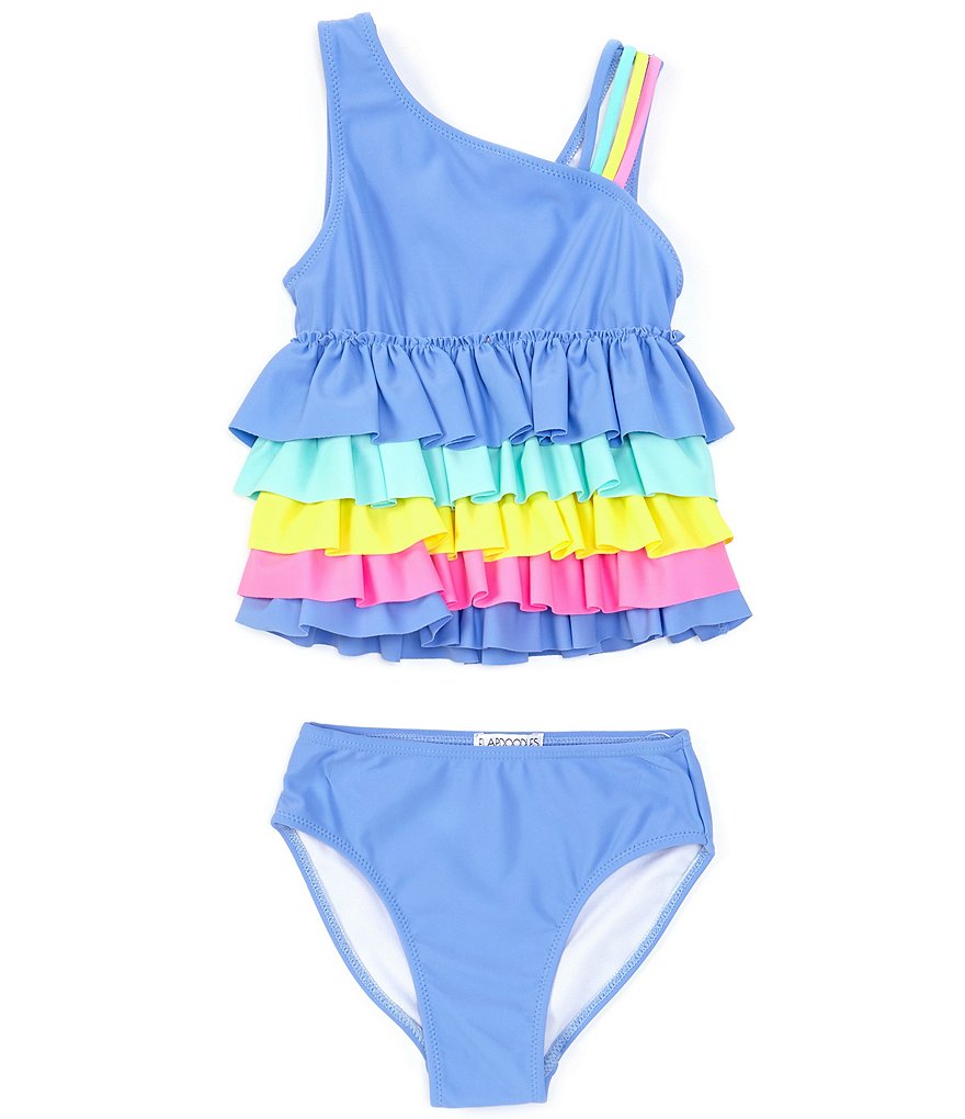 Flapdoodles Little Girls 2T-6X Rainbow Ruffle Two-Piece Swimsuit