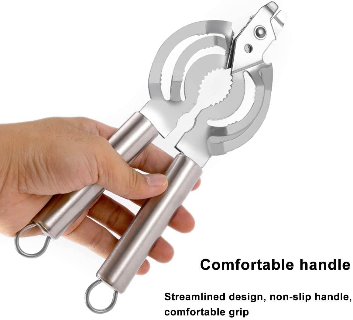 8-in-1 Bottle Opener, Multifunction Can Opener ,Manual Can Opener,Can Top Remover,Bottle Can and Jar Grip Opener Can opener with Smooth Edge, Nut Cracker, for Seniors with Arthritis,Weak Hands