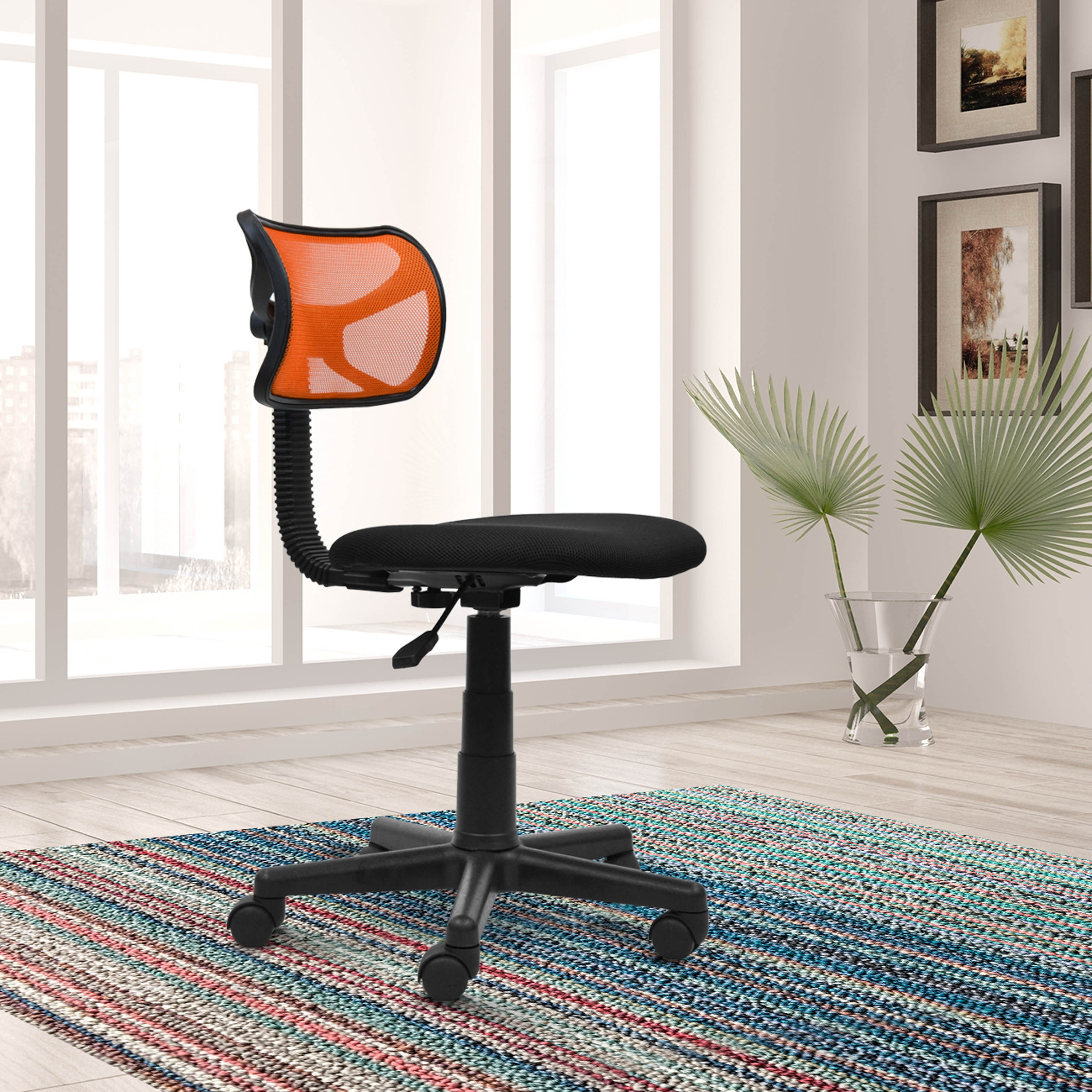 Techni Mobili Student Chair, Mesh Office Task Chair with Hight Adjustment, Technical Executive Task Chair with Non Marking Caster Wheels, Orange