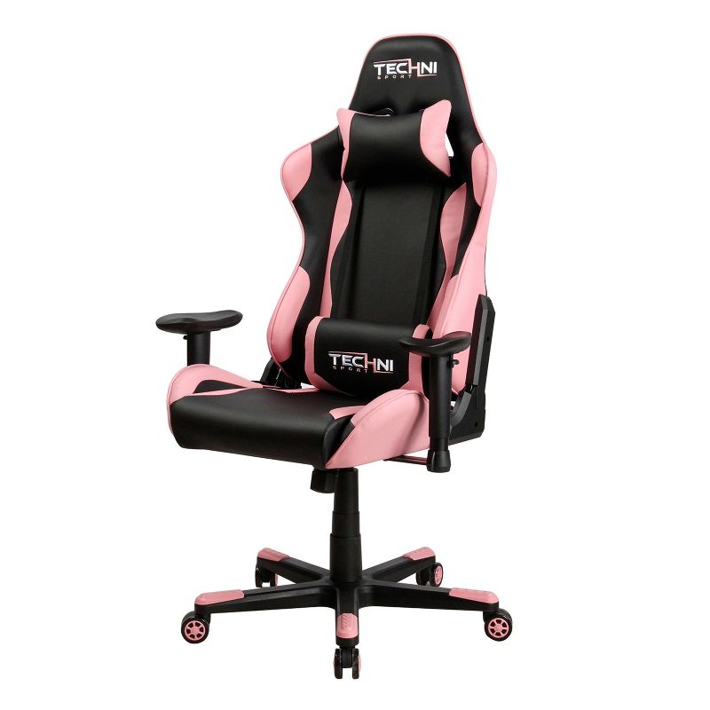 Ergonomic High Back Racer Style PC Gaming Chair Pink - Techni Sport