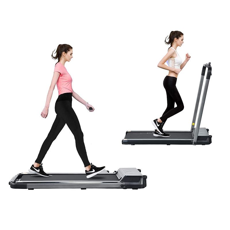 Living Essentials ETMGY0139 2 in 1 Foldable Electric Treadmill Indoor Home Gym Exercise Equipment with Shock Absorbent Running Belt, Black