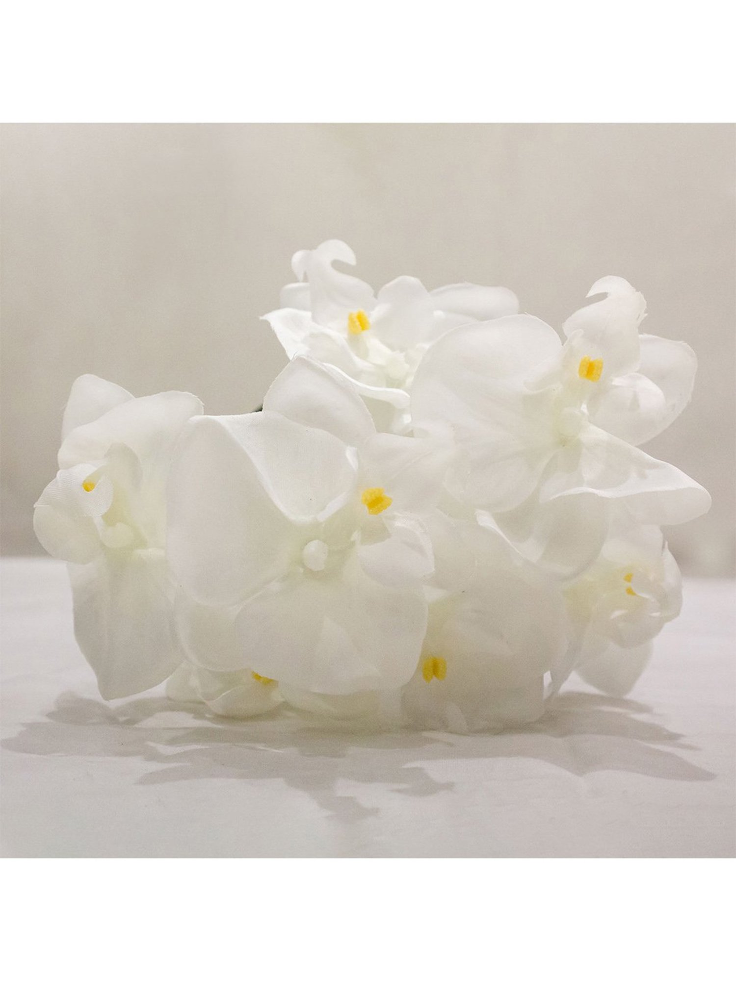 Amflix White Artificial Orchid Flowers Bunch
