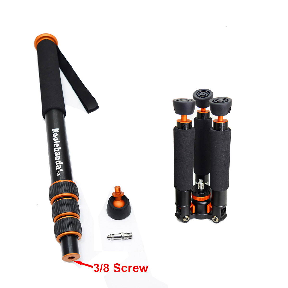 Koolehaoda 66.5"- 4 Section Video camera Tripod Monopod & Folding Three Feet Support,(CNC manufacturing process)