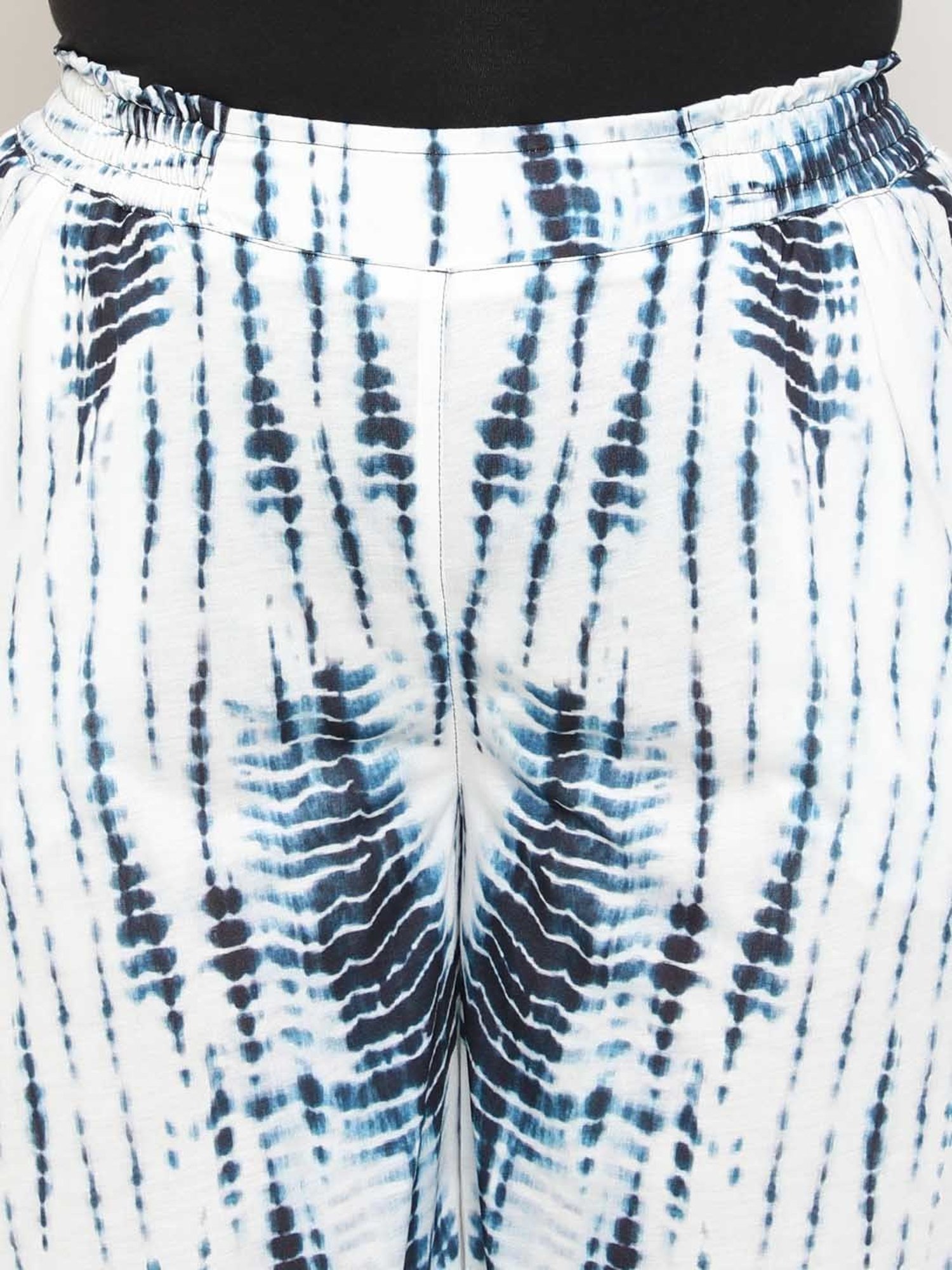 Amydus Indigo & White Flared Fit High Rise Pants