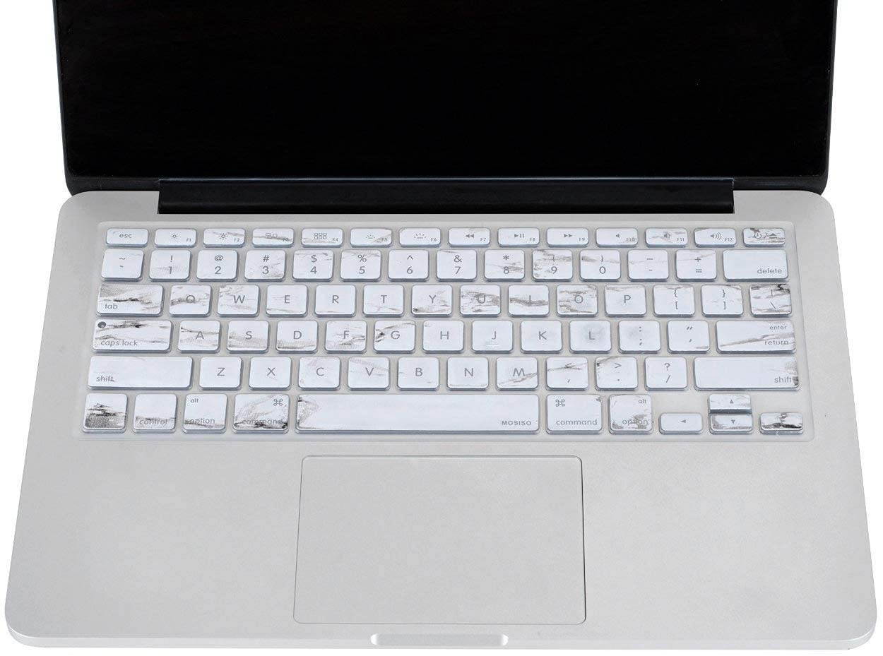 MOSISO Pattern Keyboard Cover Compatible with MacBook Pro 13/15 inch(with/Without Retina Display,2015 or Older Version),Older MacBook Air 13 inch (A1466/A1369,Release 2010-2017), White Marble