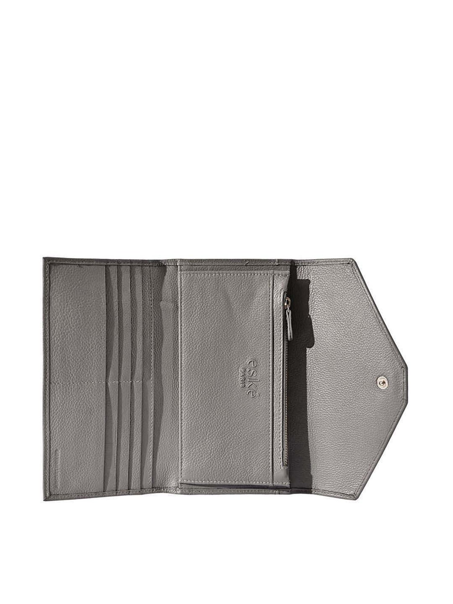 Eske Percy Grey Solid Tri-Fold Wallet for Women