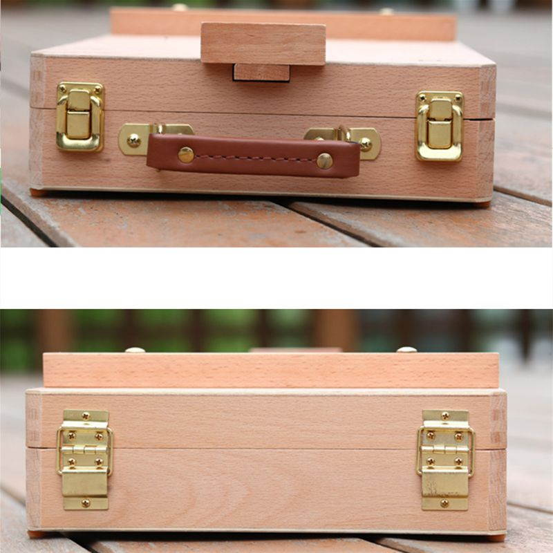 Portable Place Draw Round Desktop Beech Paint Box Burlywood