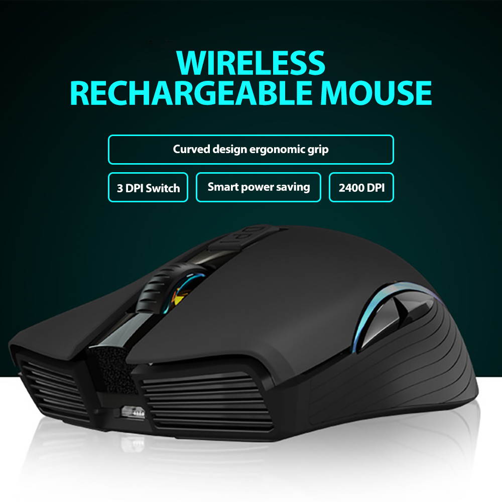 2.4G/Bluetooth Wireless Mouse,SILENT MICE, Rechargeable Full Size Wireless Optical Full Size Mice Ergonomic design mouse with Nano USB Receiver, 3 Adjustable DPI Levels, 6 Buttons
