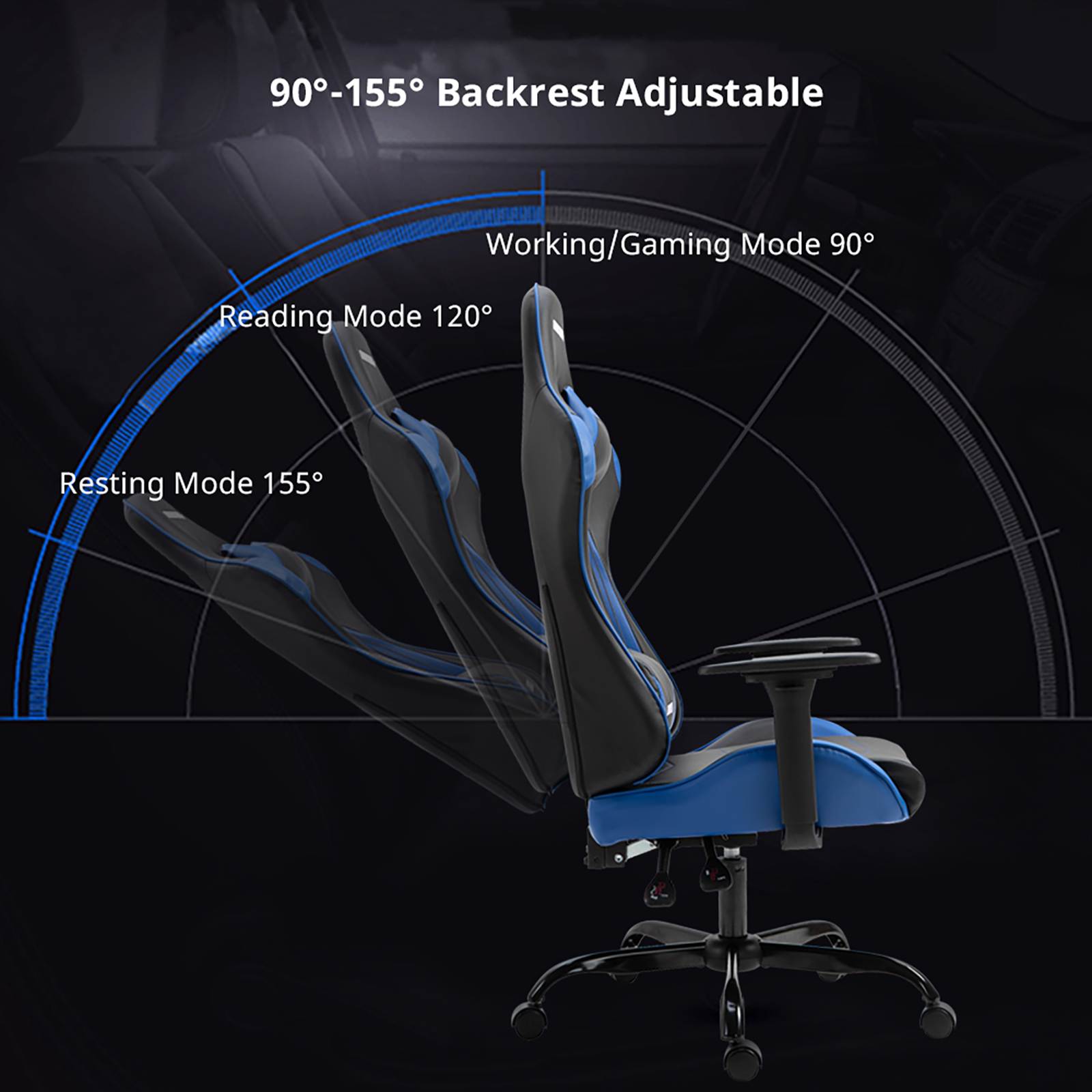 AMINITURE Gaming Chair Racing Style High Back Office Chair Seat Computer Game Chair Height Adjustment Swivel Recliner with Headrest and Lumbar Support
