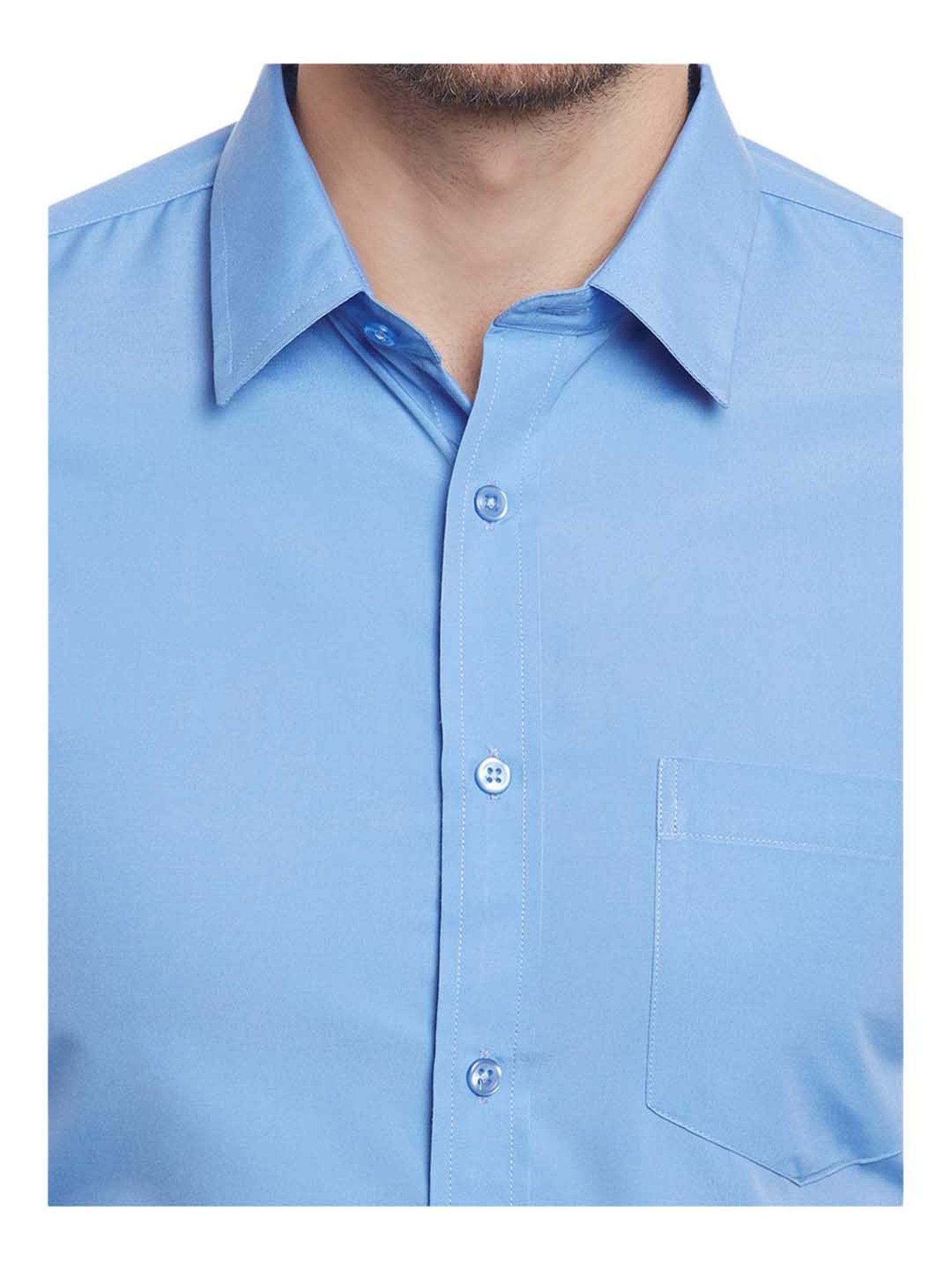 English Navy Blue Full Sleeves Solid Shirt