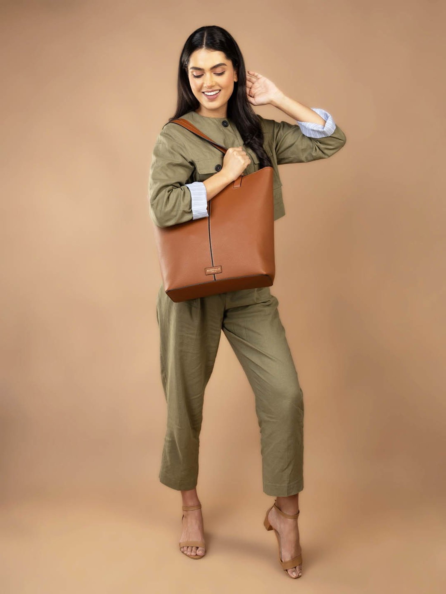 Call It Spring Black Combo Solid Large Tote Handbag