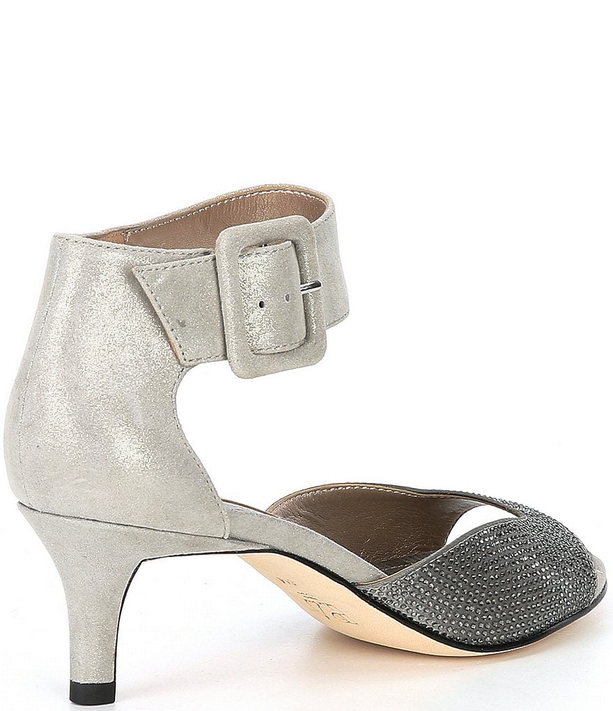 Pelle Moda Berlin6 Metallic Suede Crystal Embellished Dress Sandals