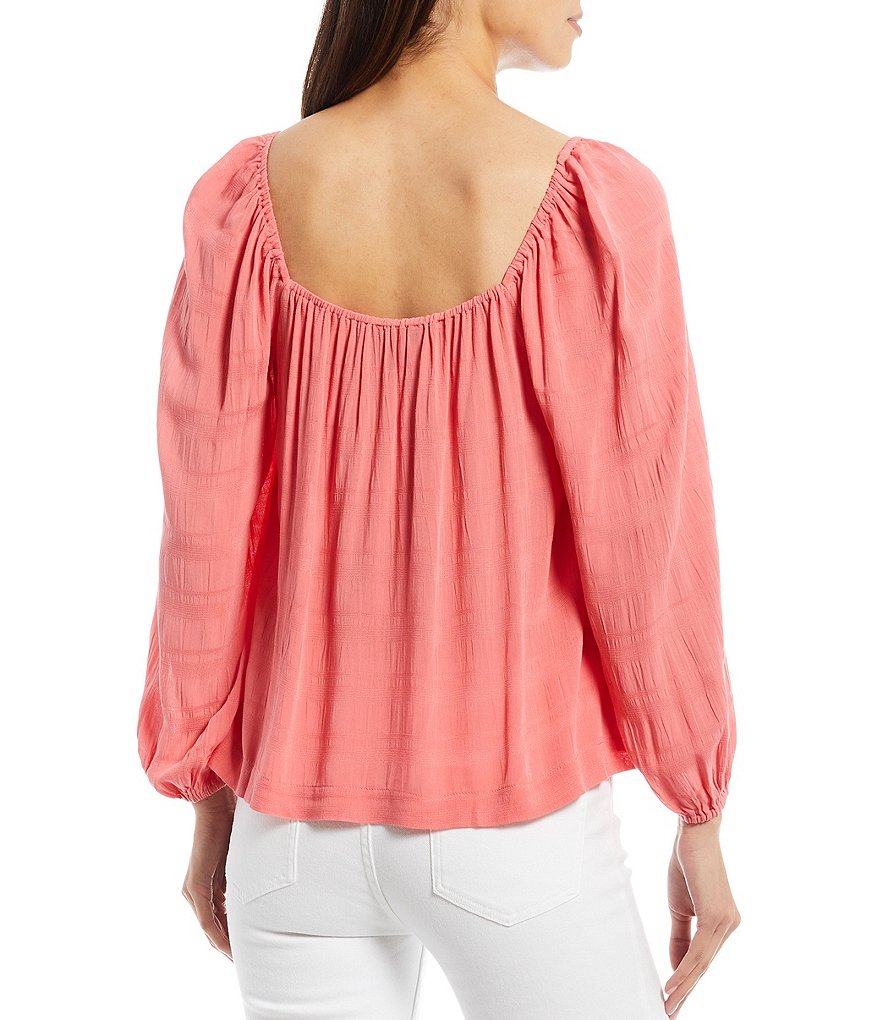 Sanctuary Square Neck Long Blouson Sleeve Sunset Top