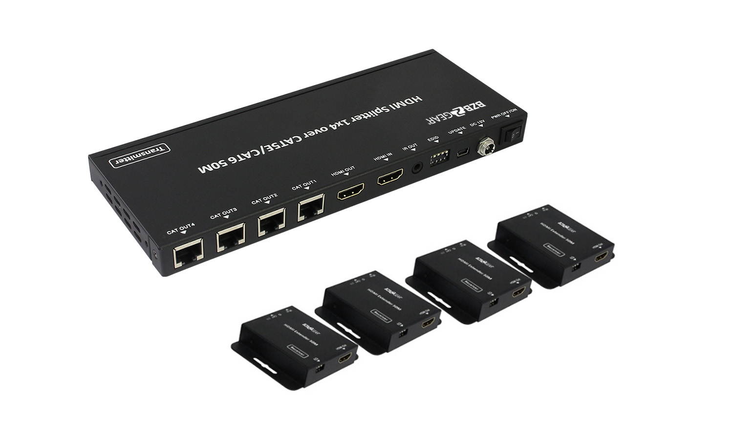BZBGEAR Full HD HDMI Splitter 1X4 Over CAT5E/CAT6 50M