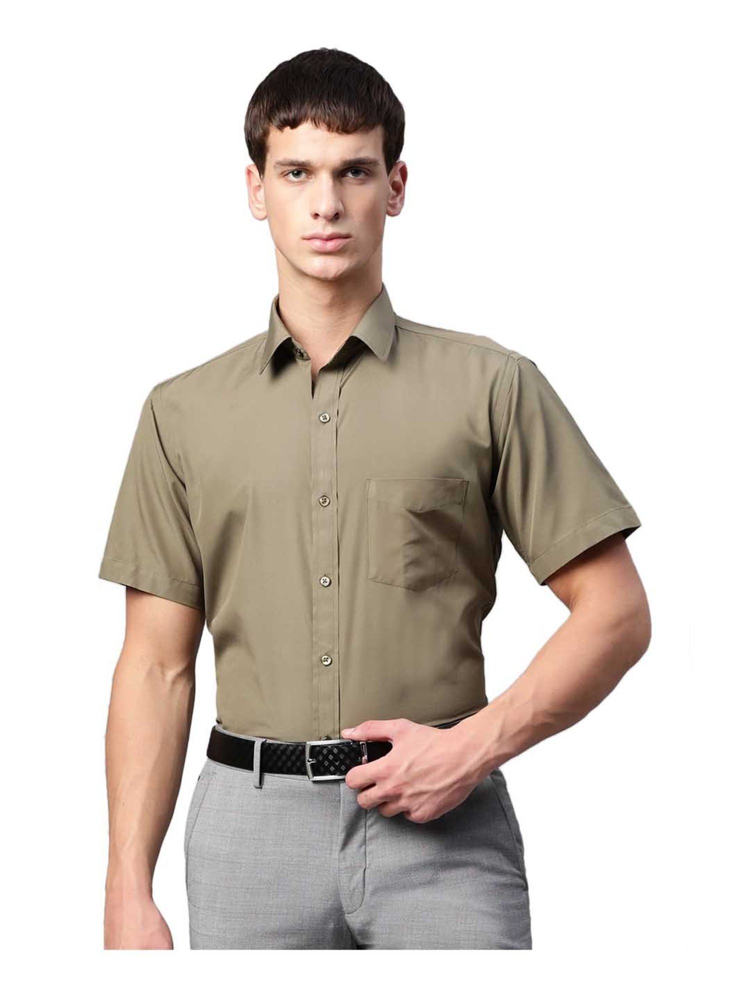 English Navy Olive Short Sleeves Shirt