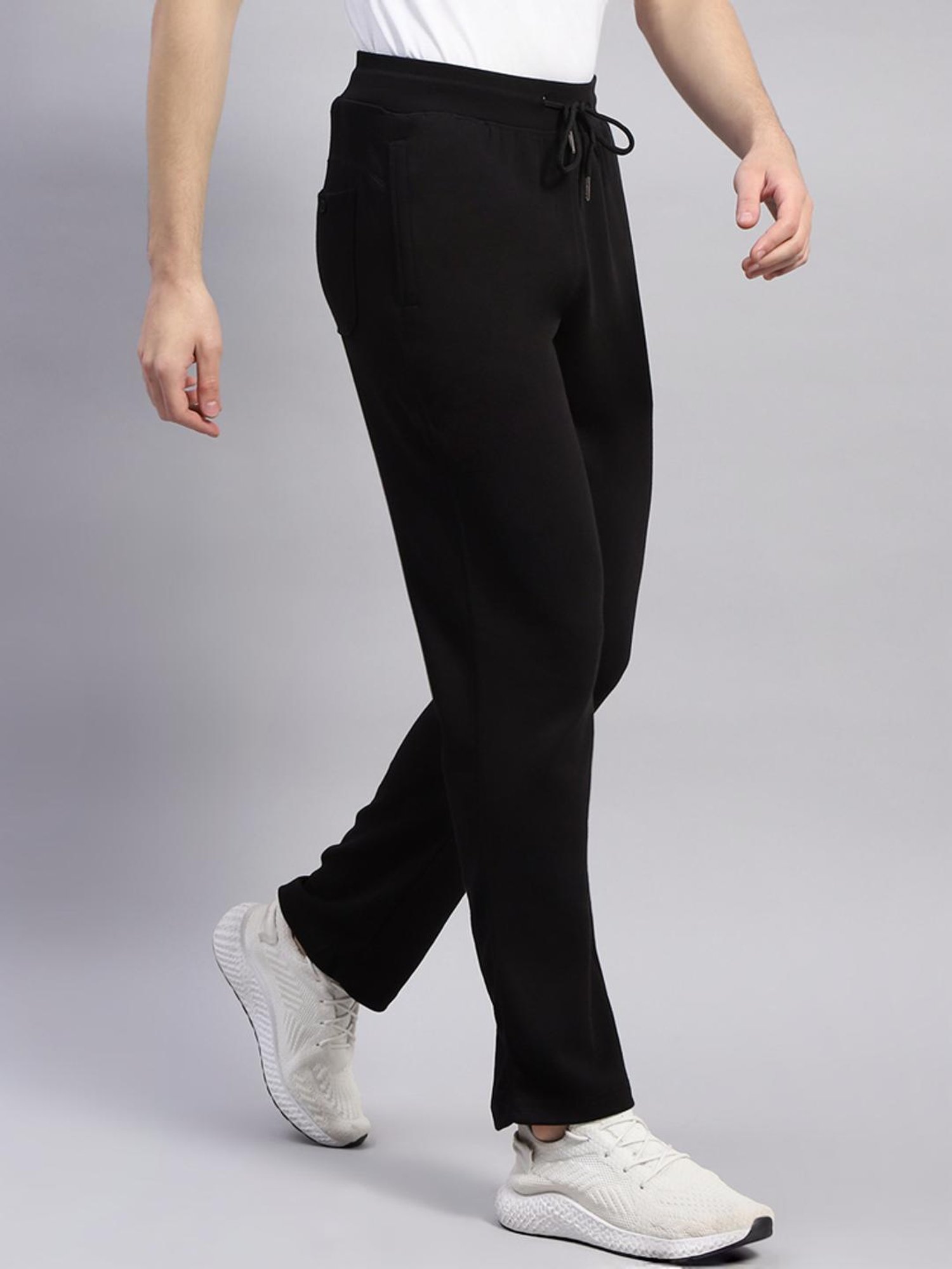 Monte Carlo Black Cotton Regular Fit Trackpants