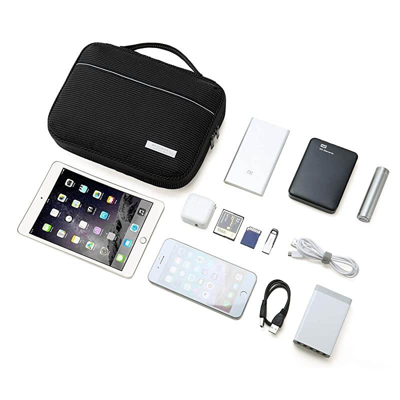 Travel Electronic Organizer Cases Electronics Accessories Storage Bag Portable for Tablet 79 Hard Drives Cables Memory Sticks SD Cards Black
