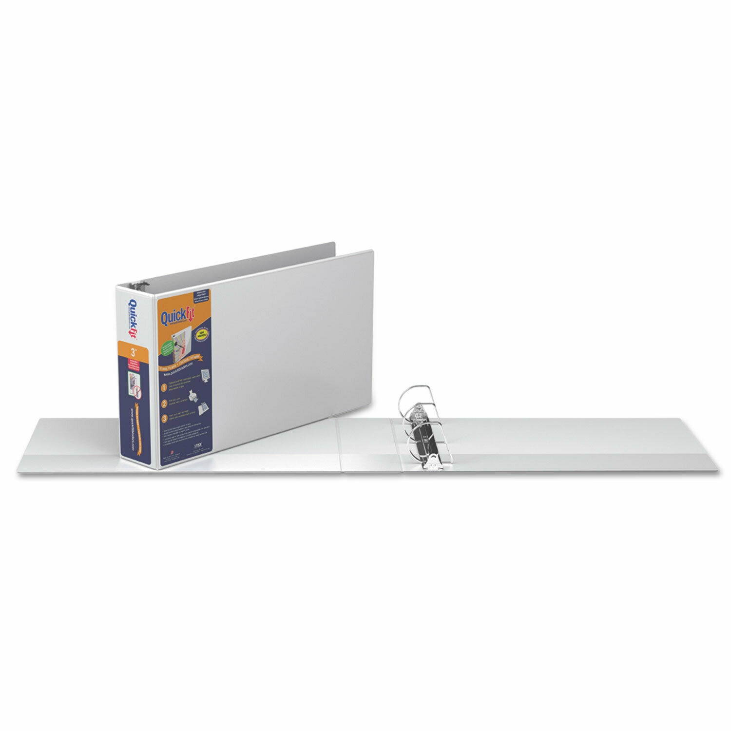 Stride QuickFit Ledger D-Ring View Binder 3" Capacity 11 x 17 White 94050