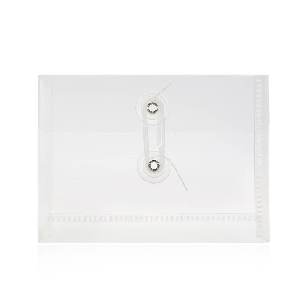 A6 Transparent File Document Bag Pouch Plastic Envelope Mini Storage Organizer with Button & String Tie Clouse for Home Office School Use