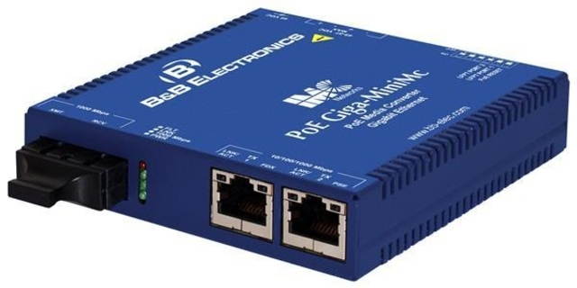 B+B PoE+ Giga-MiniMc LFPT 2TX/SX-MM850-SC Switching Media Converter