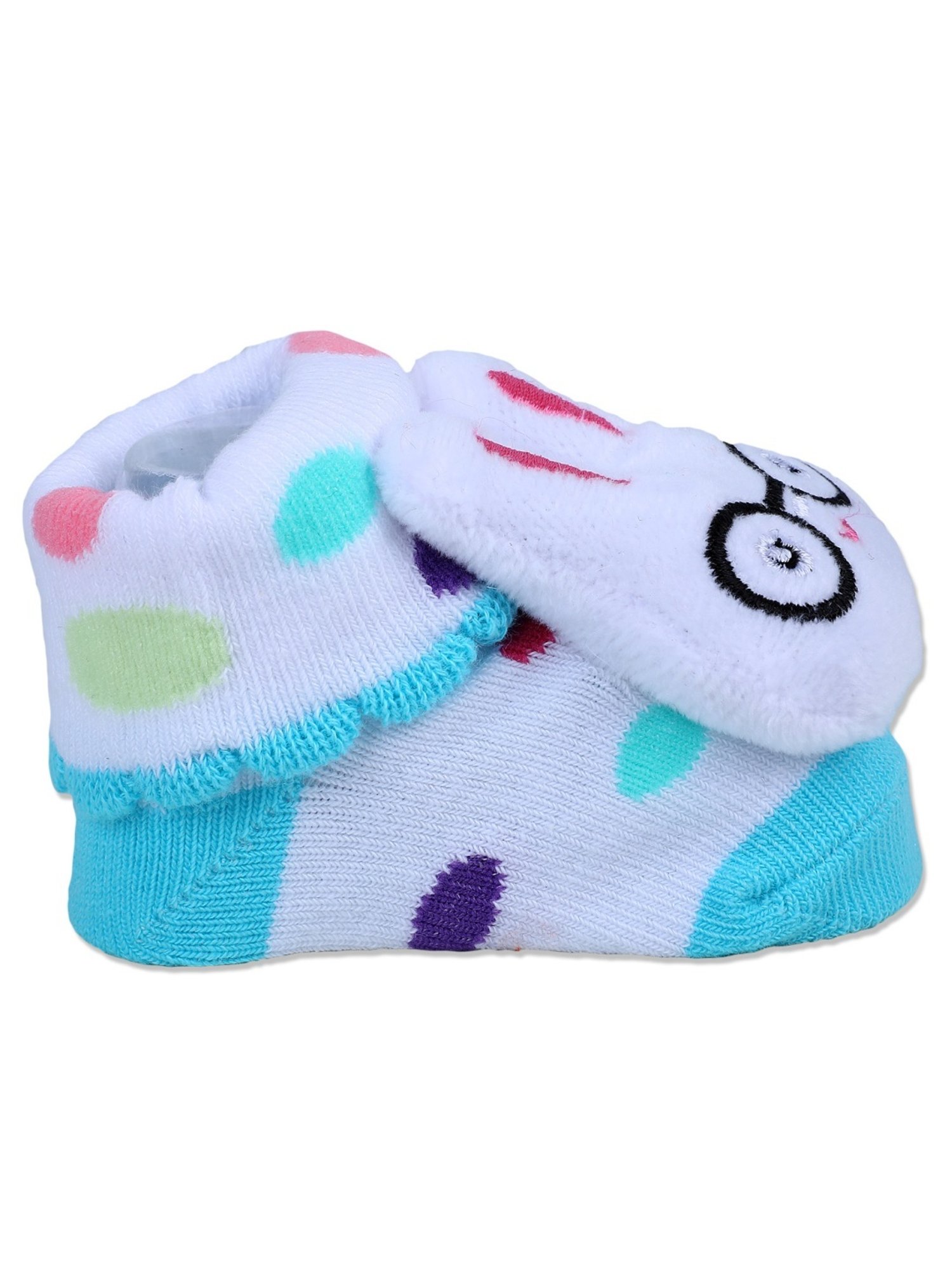 Baby Moo Kids White & Blue Cotton Applique Socks