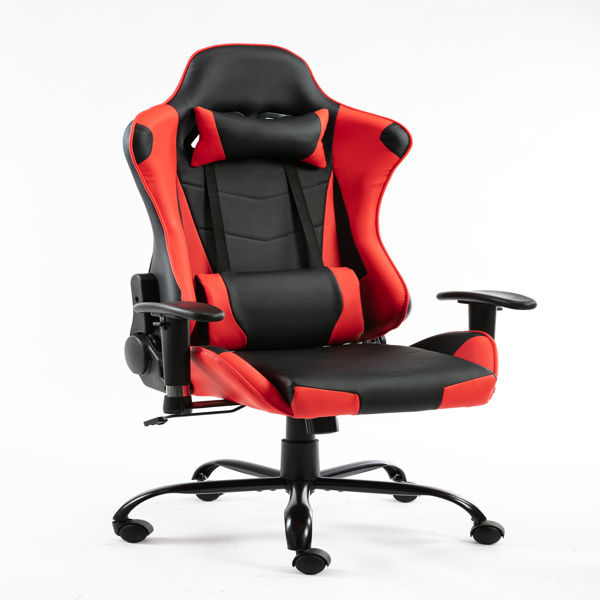 Gaming Chairs, Office Swivel Chairs, with Headrest and Lumbar Pillow, Red-B